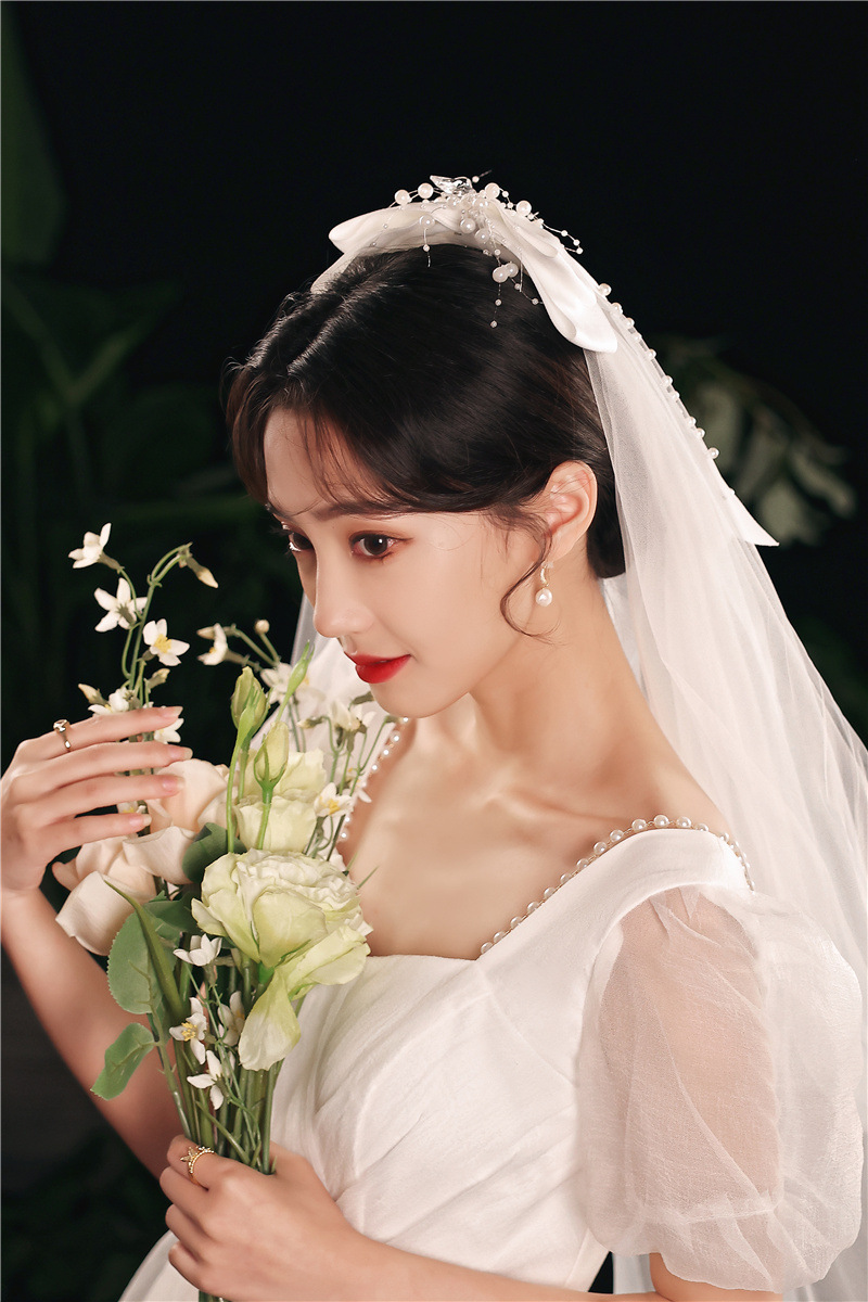 婚纱礼服结婚礼仪头纱 新娘婚庆大蝴蝶纱 写真旅拍照造型纱