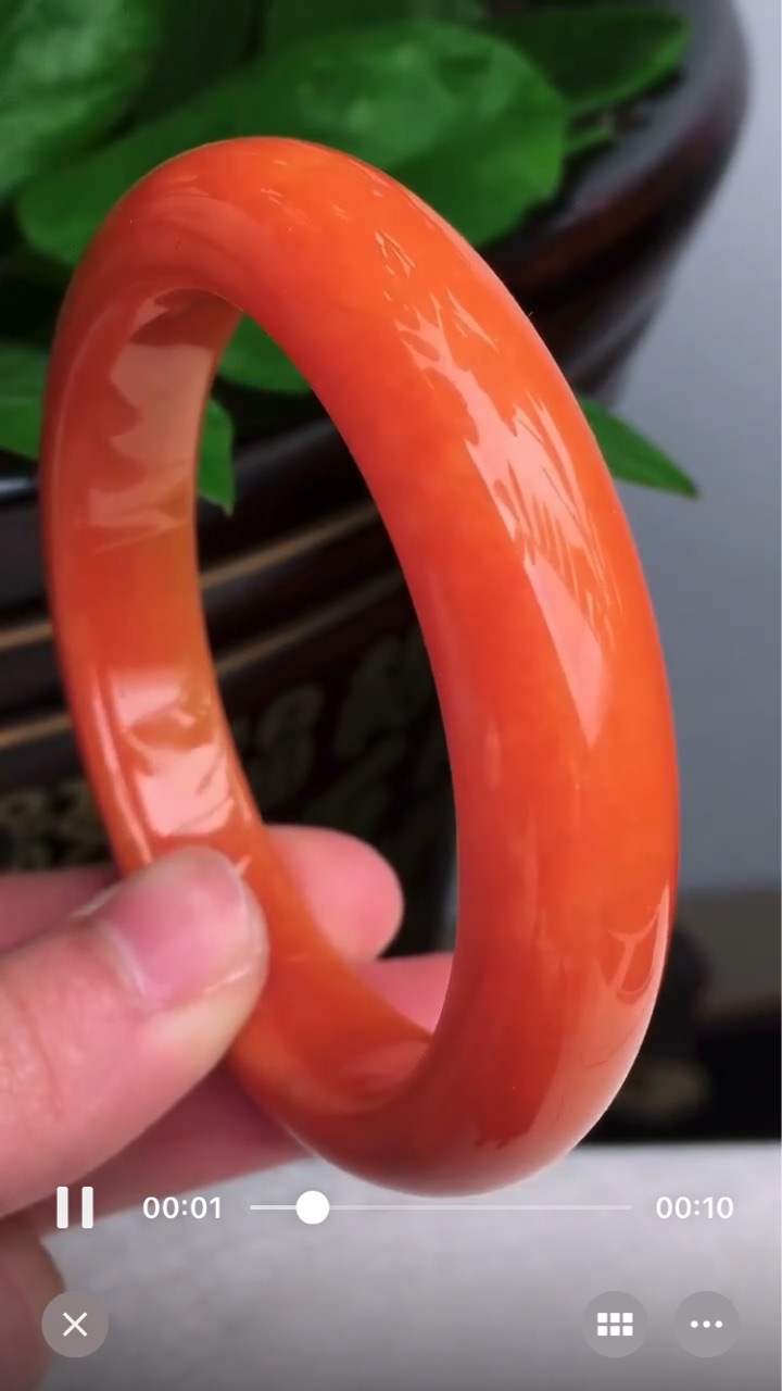 a货翡翠红翡手镯小圈口红翡起胶手镯