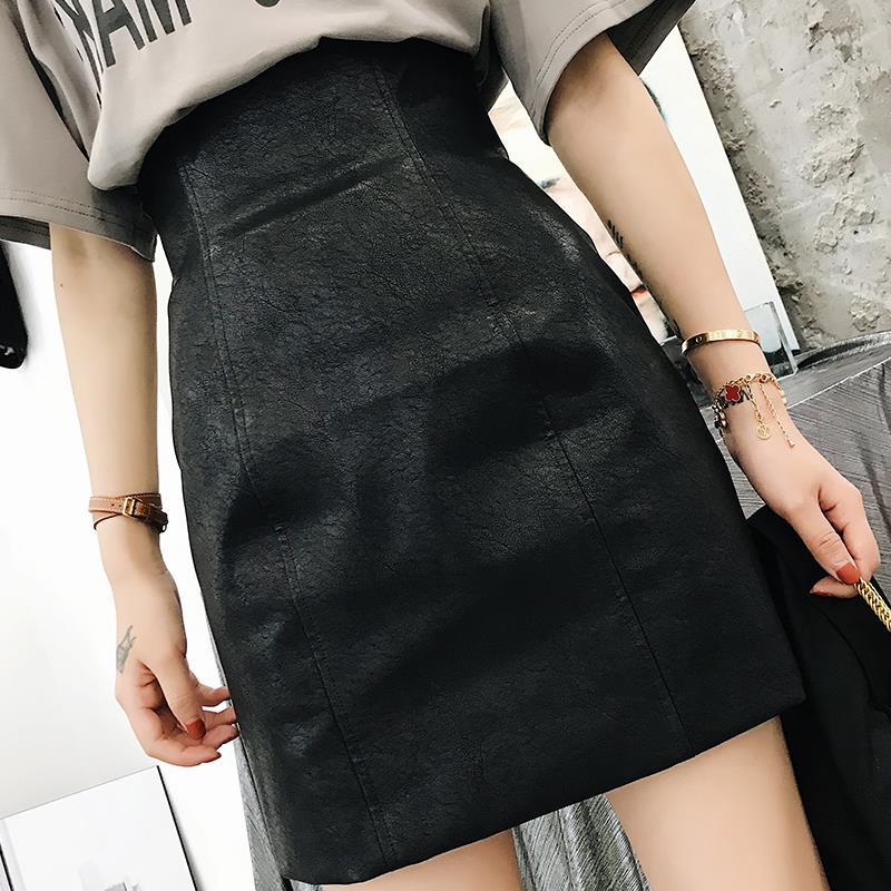 黑色皮裙半身裙女2021秋冬新款高腰包臀裙一步裙pu裙复古裙子短款