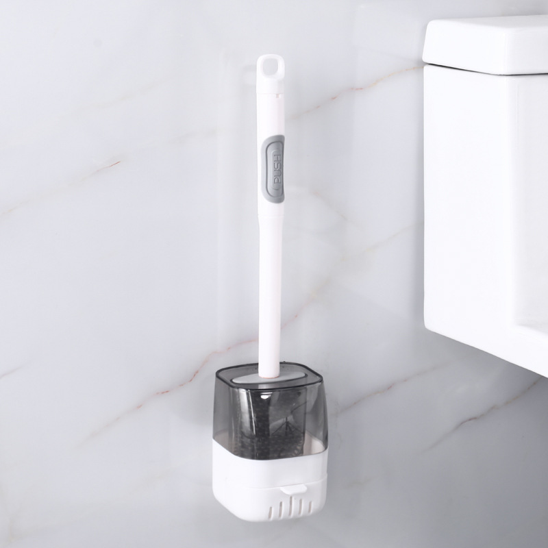 Toilet Brush Punch-Free Toilet Wall-Mounted Draining Box Liquid Silicone Set No Dead Angle Toilet Brush