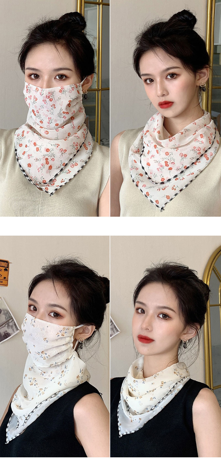 夏天季防晒围脖女丝巾遮脸挂耳面纱护颈套头小围巾脖套面纱假领子
