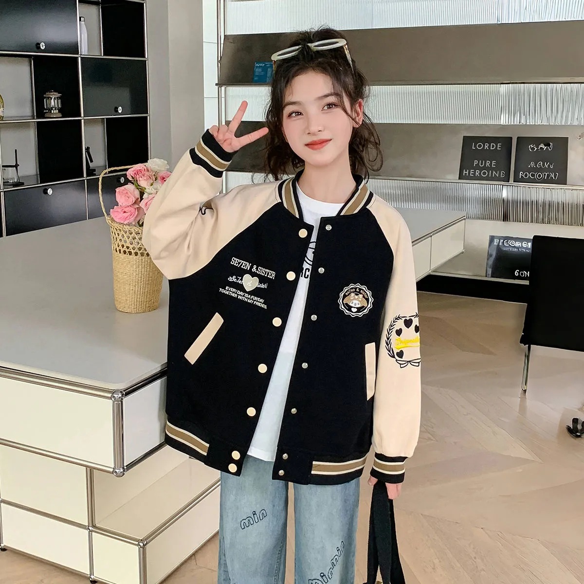 女童外套春秋新款儿童装时髦运动女大童洋气小女孩秋季棒球服上衣