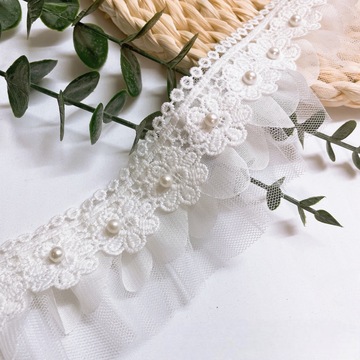 窗帘蕾丝珍珠小花边用于家装服装手工制作