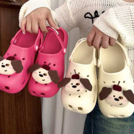 定制可爱小狗洞洞鞋女士外穿新款防滑EVA踩屎感软底 夏季百搭网红