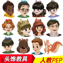 pep人教版小学英语课件头饰教具课本人物头像面具公开课课堂表演