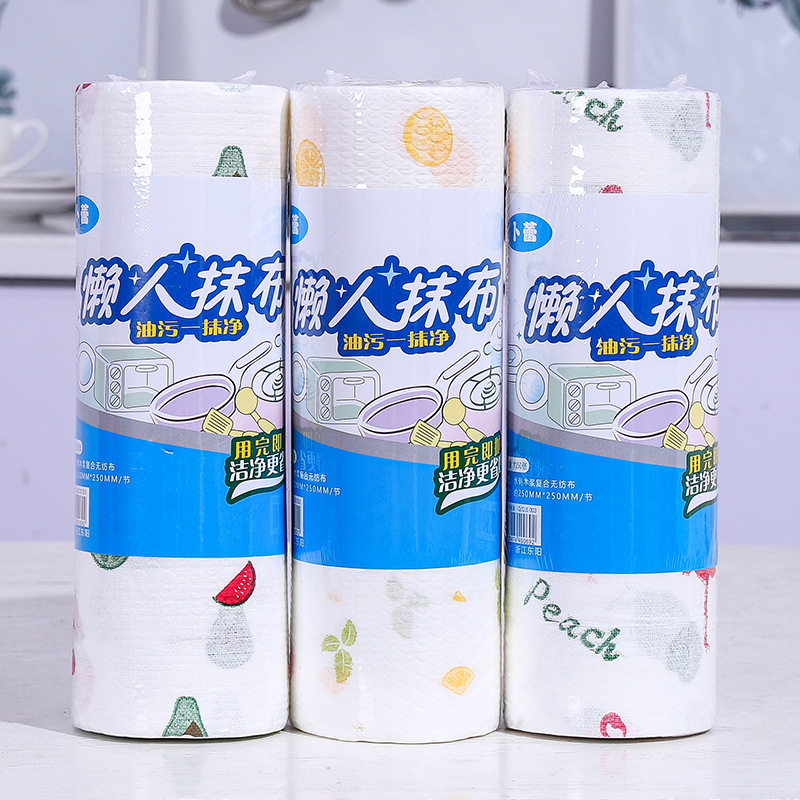 Disposable Kitchen Rag Roll Oil-Free Rag Disposable Dishcloth Lazy Rag Non-Woven Fabric Factory Direct Sales