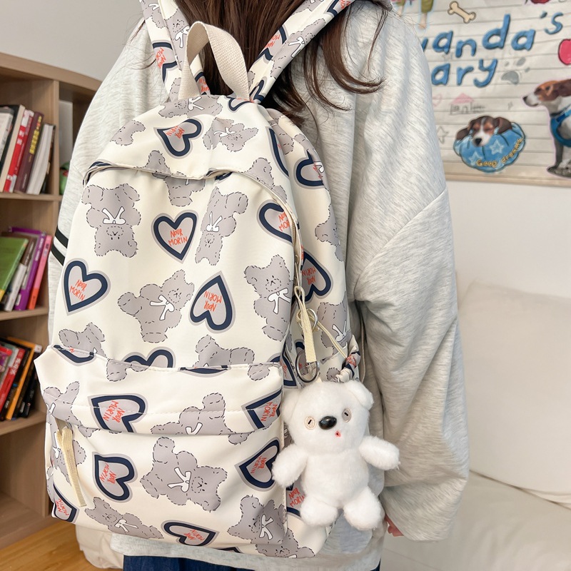 Cartoon Schoolbag Female Junior High School Student High School Korean Style Simple Cute Primary School Students Grade 3 to Grade 6 Lightweight Backpack