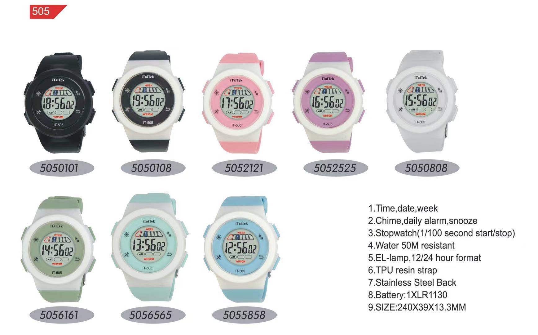 Itaitek Factory Direct Supply New Aitai Three-Color Waterproof Sport Watch Children's Watch Student's Watch Electronic Watch