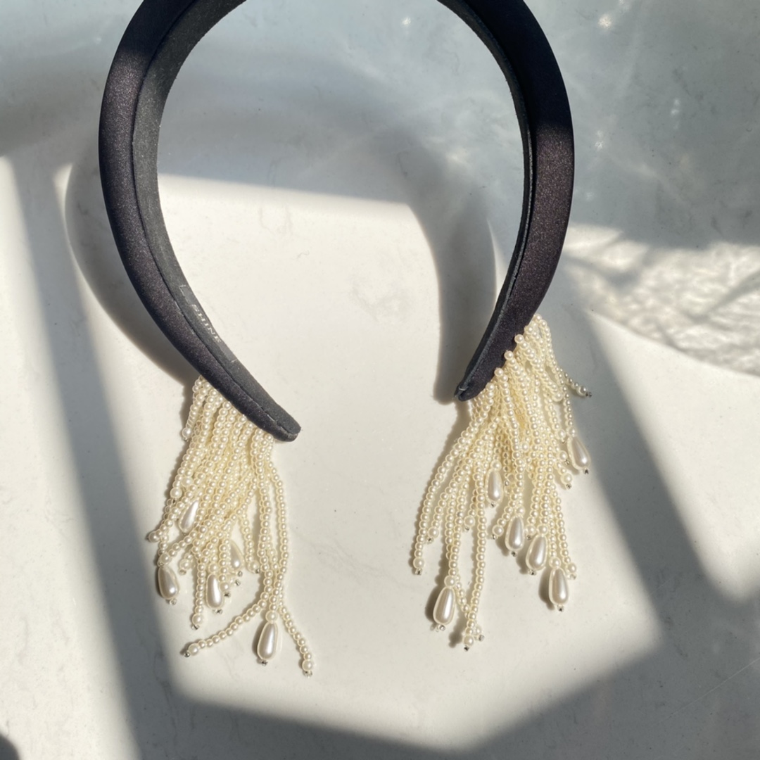 重工复古宽边发箍女蝴蝶结发卡高颅顶高级感头箍飘带黑色头饰发饰