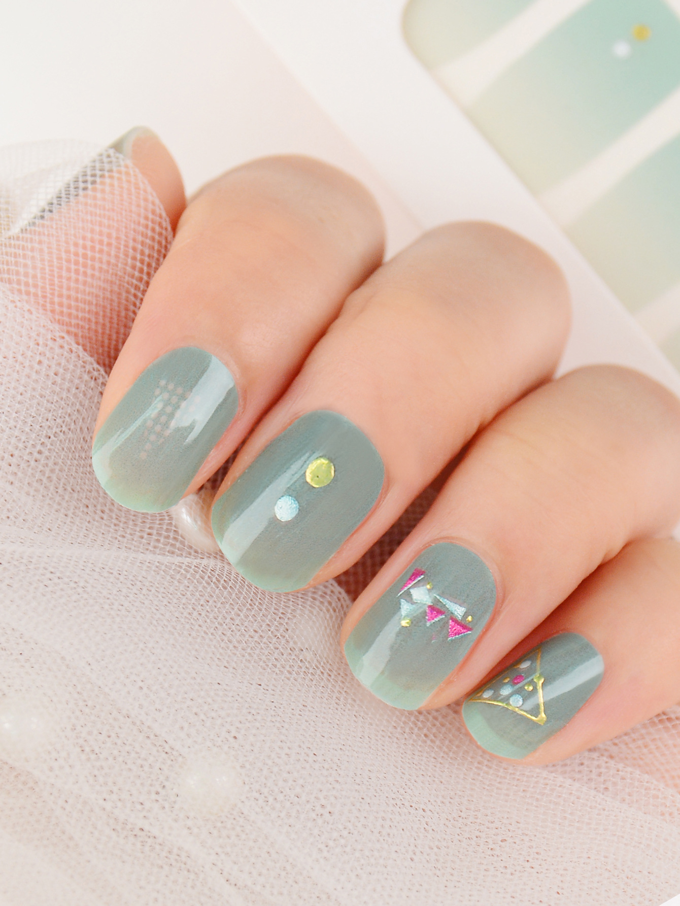 跨境美甲贴纸防水持久指甲贴甲油膜清新晕染12指全贴甲贴美甲贴