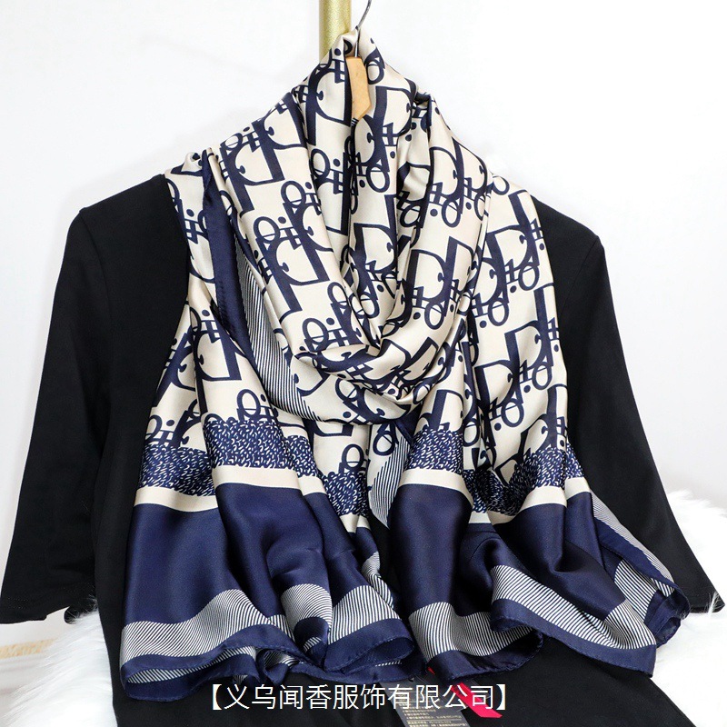 2022 New Arrival Hot Sale Silk Scarf Women's Spring and Summer Sun Protection Shawl Scarf Dual-Use Letter All-Matching Outerwear Silk Scarf