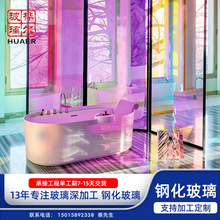 广东彩色玻璃炫彩玻璃多彩双色钢化玻璃装饰玻璃变色彩色钢化玻璃