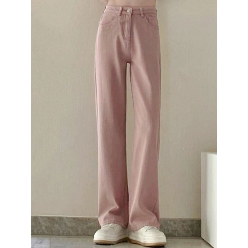 Dirty Pink Jeans Women's High Waist Slimming Loose Straight Trend Versatile Thin New Wide Leg Mop Pants