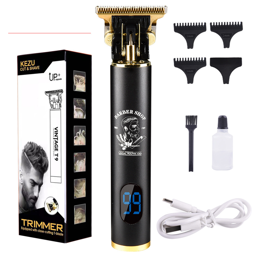 electric hair clipper T9 Hair Clipper Electric Clippers Wholesale Cross-Border New Arrival Electric Clipper Men's Vintage Carving Modeling Oil Head Scissors Family