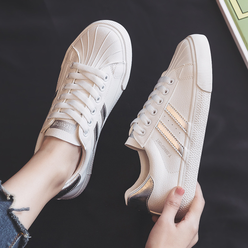 百搭小白鞋女夏2021新款女鞋休闲白鞋子平底贝壳板鞋女ins潮