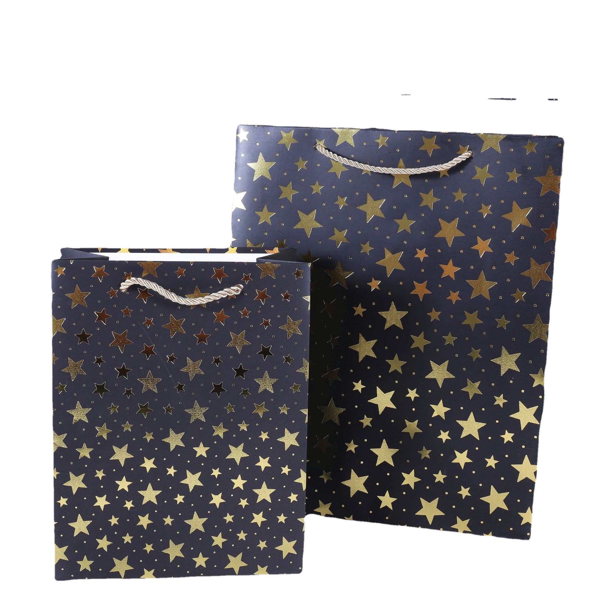 Gilding Five-Pointed Star Paper Gift Handbag Full Version XINGX White Card Gift Bag Exclusive for Cross-Border Paper Bag in Stock
