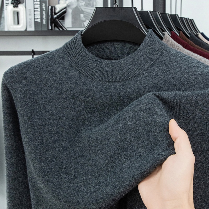 100% pure wool thick sweater men‘s winter men‘s autumn and winter thermal sweater round neck bottoming shirt sweater