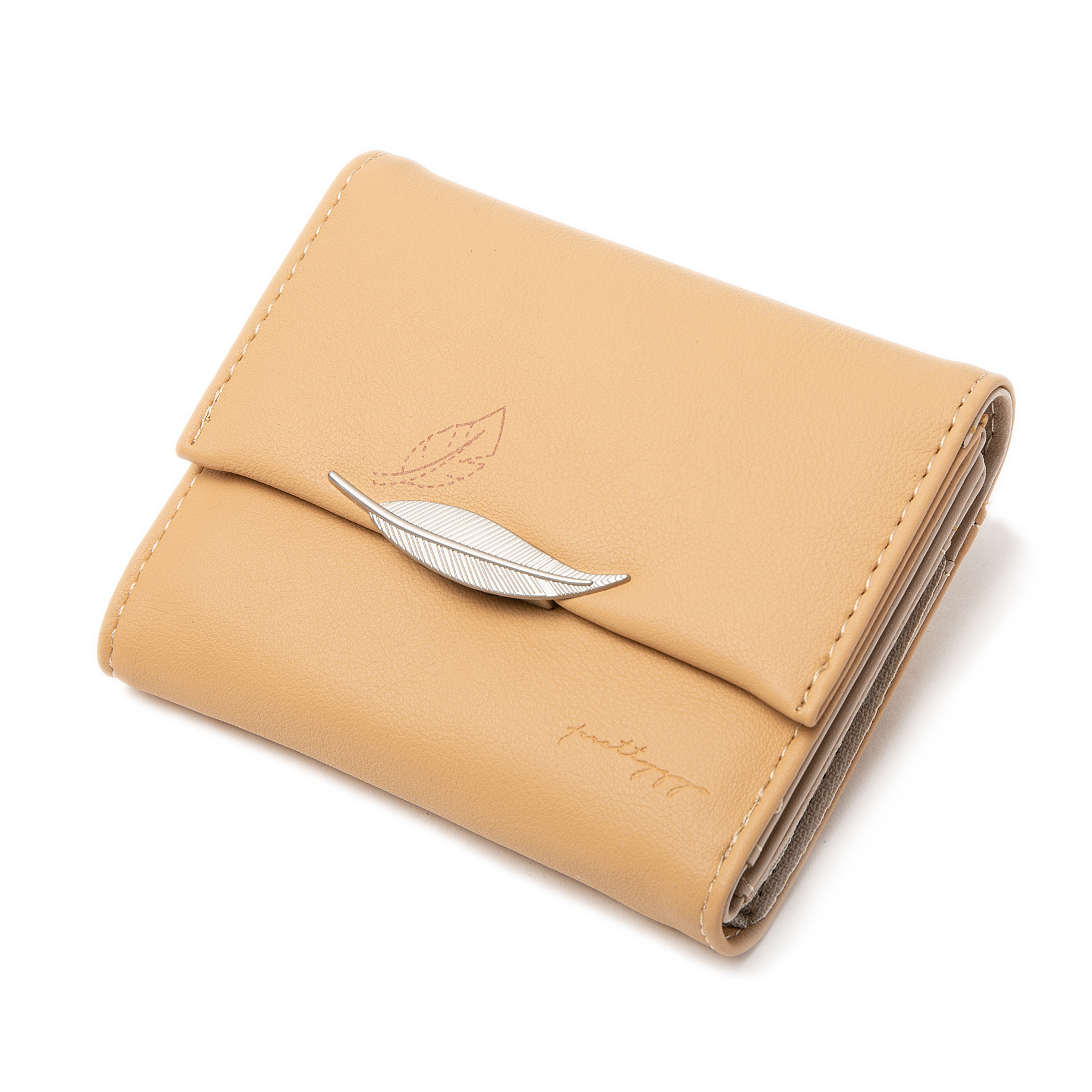 普瑞蒂2022新款女短款钱包韩版pu三折包小清新学生搭扣女式零钱包