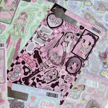 韩国系甜亚风手帐domi贴纸书人物贴纸ins风手账咕卡手帐贴纸批发