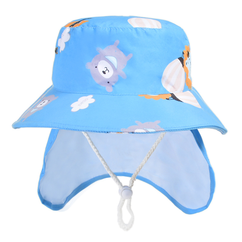 1015 Summer Children's Sun Hat Men's and Women's Baby Fisherman Hat Sun Hat with Shawl Outdoor Sun Protection Children's Hat