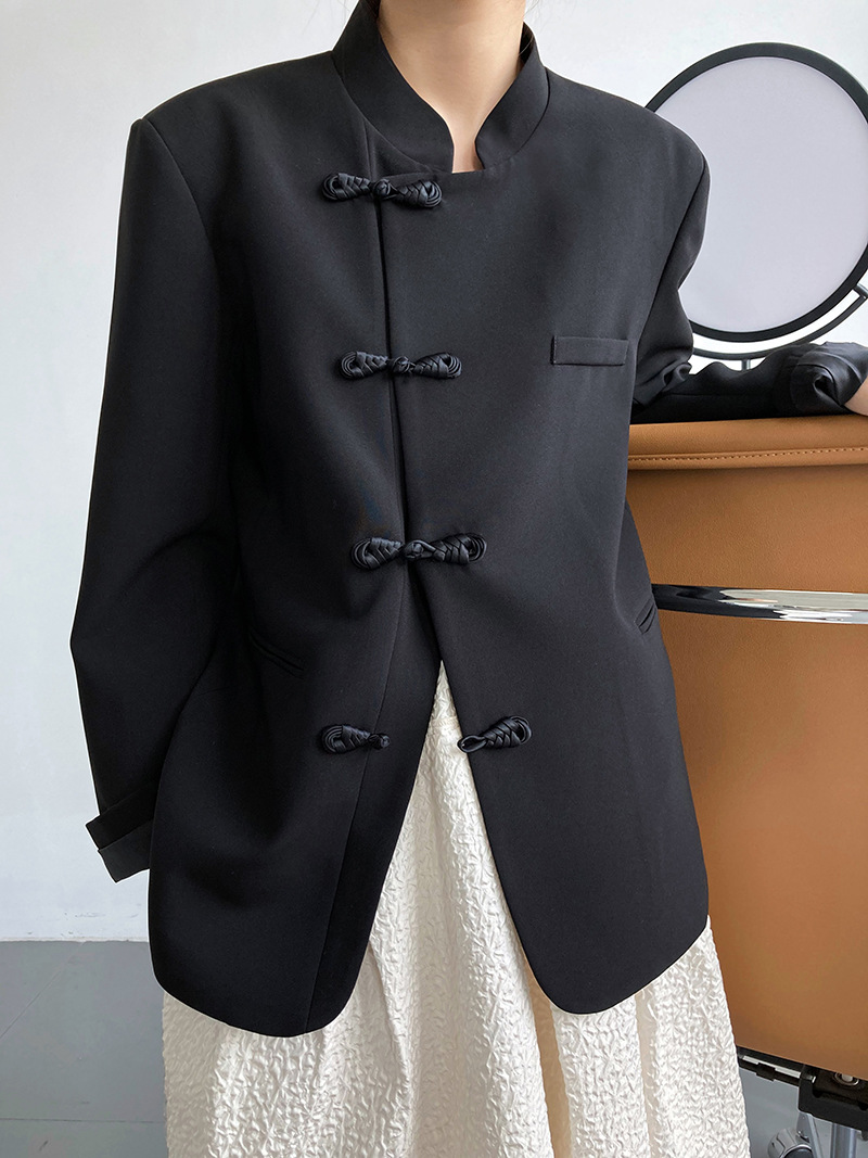 鹿西 复古盘扣立领西装外套女2022春装新款中国风设计感小西服326
