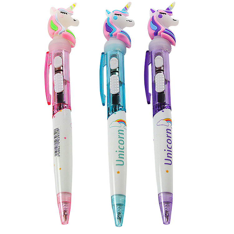 Unicorn Cigarette Rack Pusher Creative Glow Ballpoint Pen with Light Fresh Student Stationery Office Supplies Retractable Ballpoint Pen