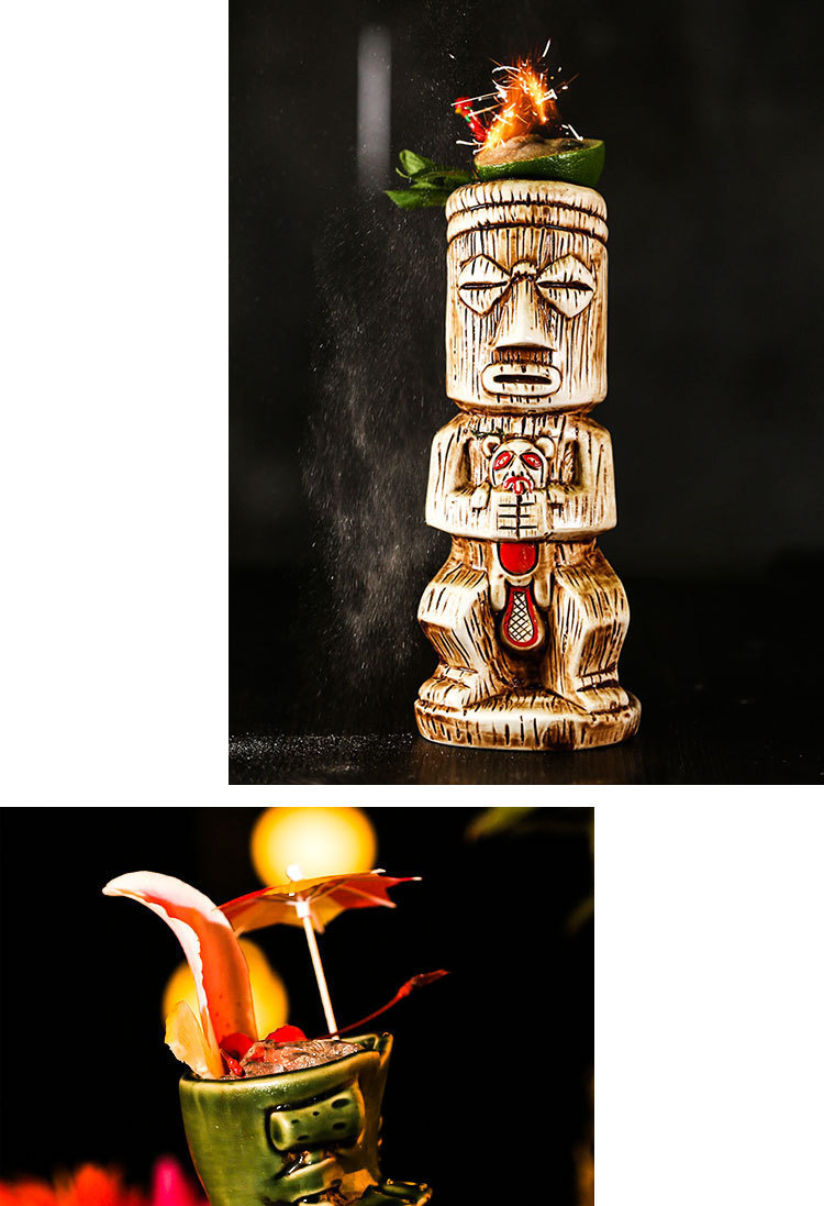 个性夏威夷鸡尾酒杯 创意杯子陶瓷杯提基酒吧tiki杯僵尸杯陶瓷杯