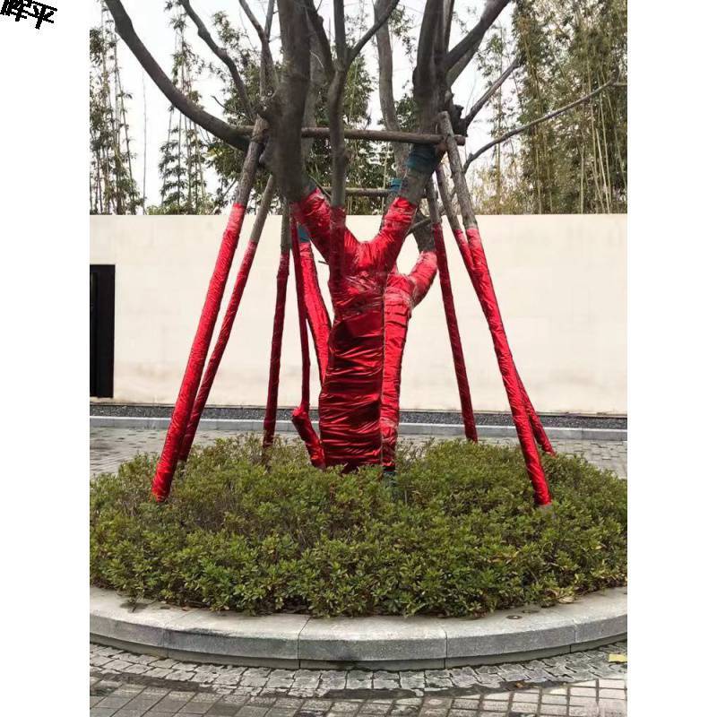 金布红银色包柱子烫金布料红婚庆皱金布包树节日舞台装饰布金色布