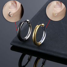跨境钛钢见电线圈不锈钢耳环潮流饰品弧形光面钛钢耳环圆线耳饰