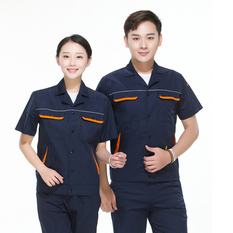 夏季短袖劳保服套装男薄款机修4s店工装定制汽修长袖工作服印logo