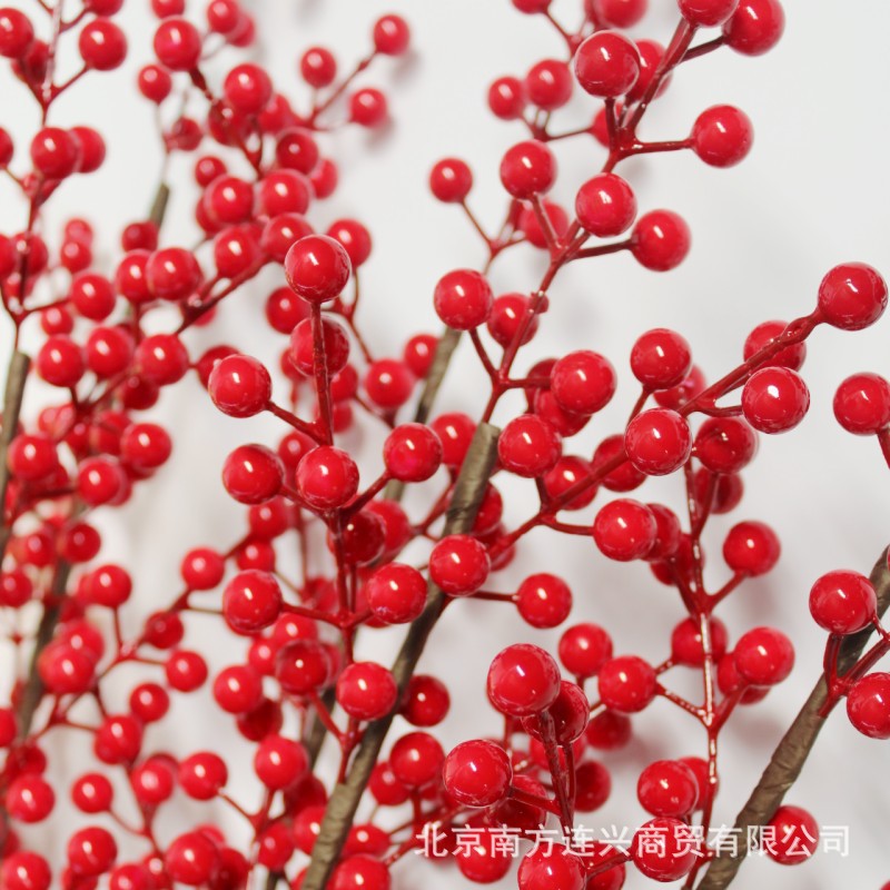 冬青果红火果仿真花摆件年宵发财果套装装饰花客厅餐桌假花摆设