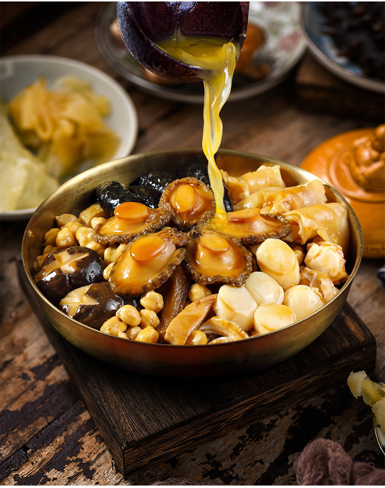 年节大菜佛跳墙批发 海参鲍鱼花胶加热即食1.8kg五人份大盆菜代发