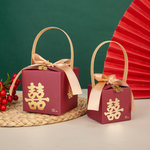 创意中国风结婚中式正方形手提伴手回礼品盒包装纸盒喜糖盒子批发