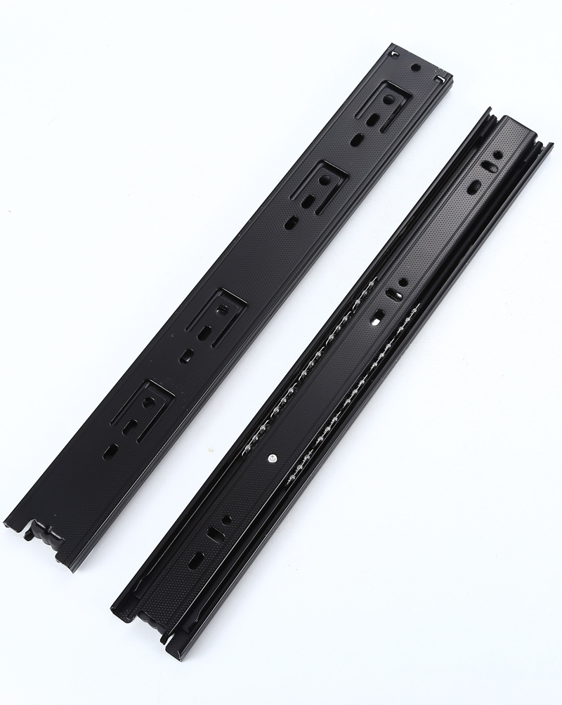 厂家直销 西门子4510三节钢珠滑轨 橱柜抽屉静音三折压花道轨导轨