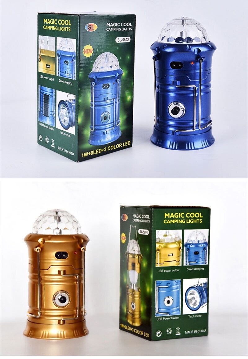 多功能七彩舞台露营灯led充电野营灯家用应急小夜灯 户外手提马灯