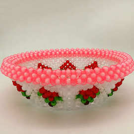 手工串珠果盘穿珠喜庆结婚客厅家用饰品工艺品摆件水果篮成品材料