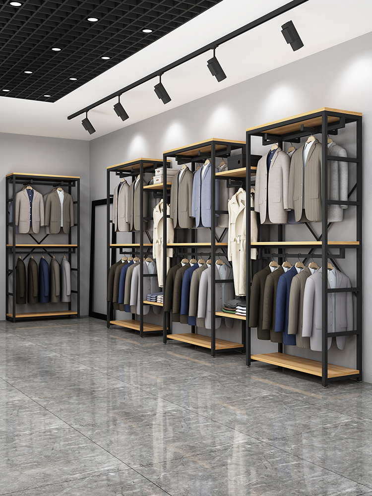 服装店展示架陈列双层挂衣架子衣服童装男女装货架专用落地式家具