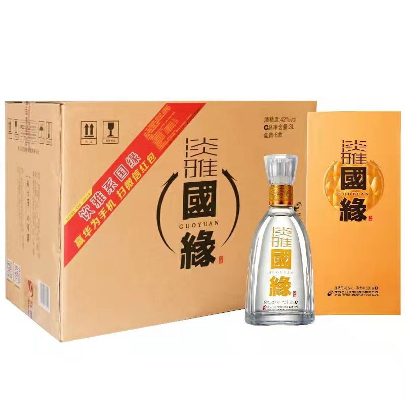 缘国缘淡雅整箱42度6*500ml浓香型喜酒婚宴用酒