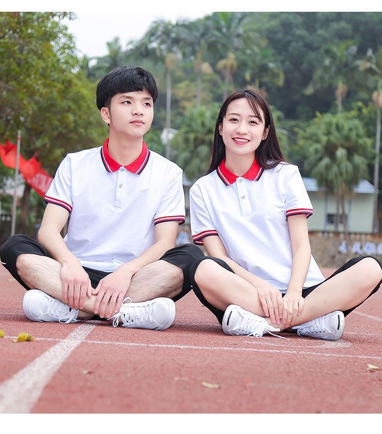 运动校服套装中学生红白短袖高中初中生t恤一条杠长裤子短七分裤