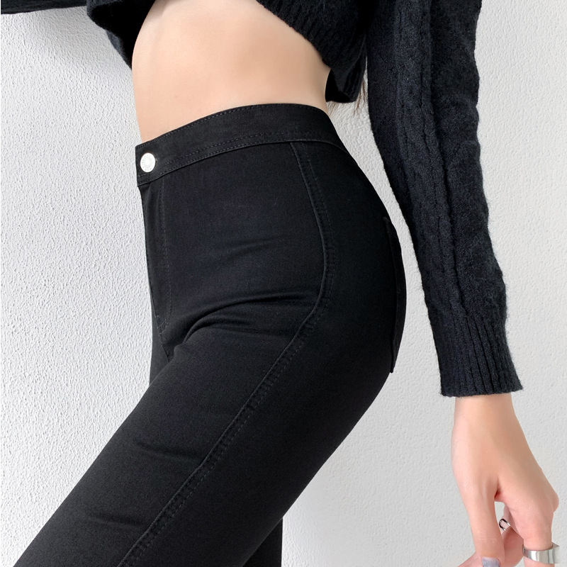 Black Jeans Women's Autumn New 2022 New High Waist Hip Lift Stretch Tight Pants Long Skinny Pants