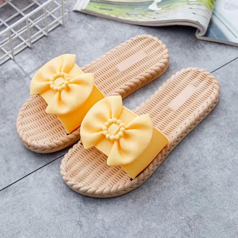 Women's Outdoor Slippers Fashionable All-Matching Internet Celebrity Ins Home Non-Slip Super Soft Bathroom Slippers Bow Slippers Women's