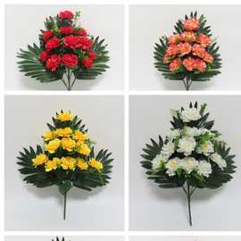 照屏仿真花假花厂家直销12头洋牡丹仿真花婚庆装饰花节日用花批发