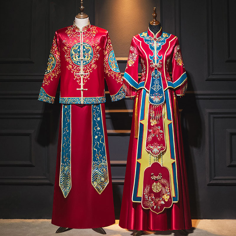 2022新款大气龙凤褂秀禾服中式敬酒服结婚嫁衣婚礼婚服情侣秀和服