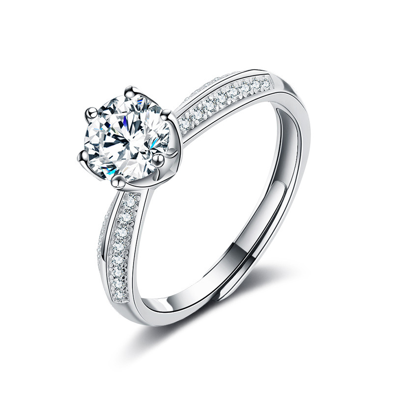 莫桑钻一克拉s925银戒指系列时尚网红风抖音快手直播货源一件代发