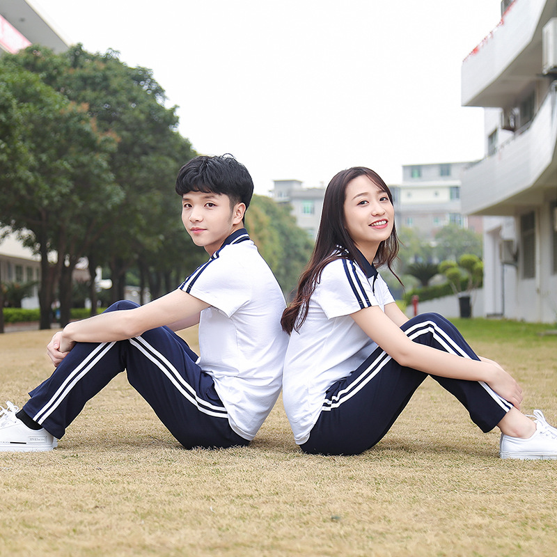 夏季新款中学生校服男女情侣运动服两件套短袖高初中学生班服夏装