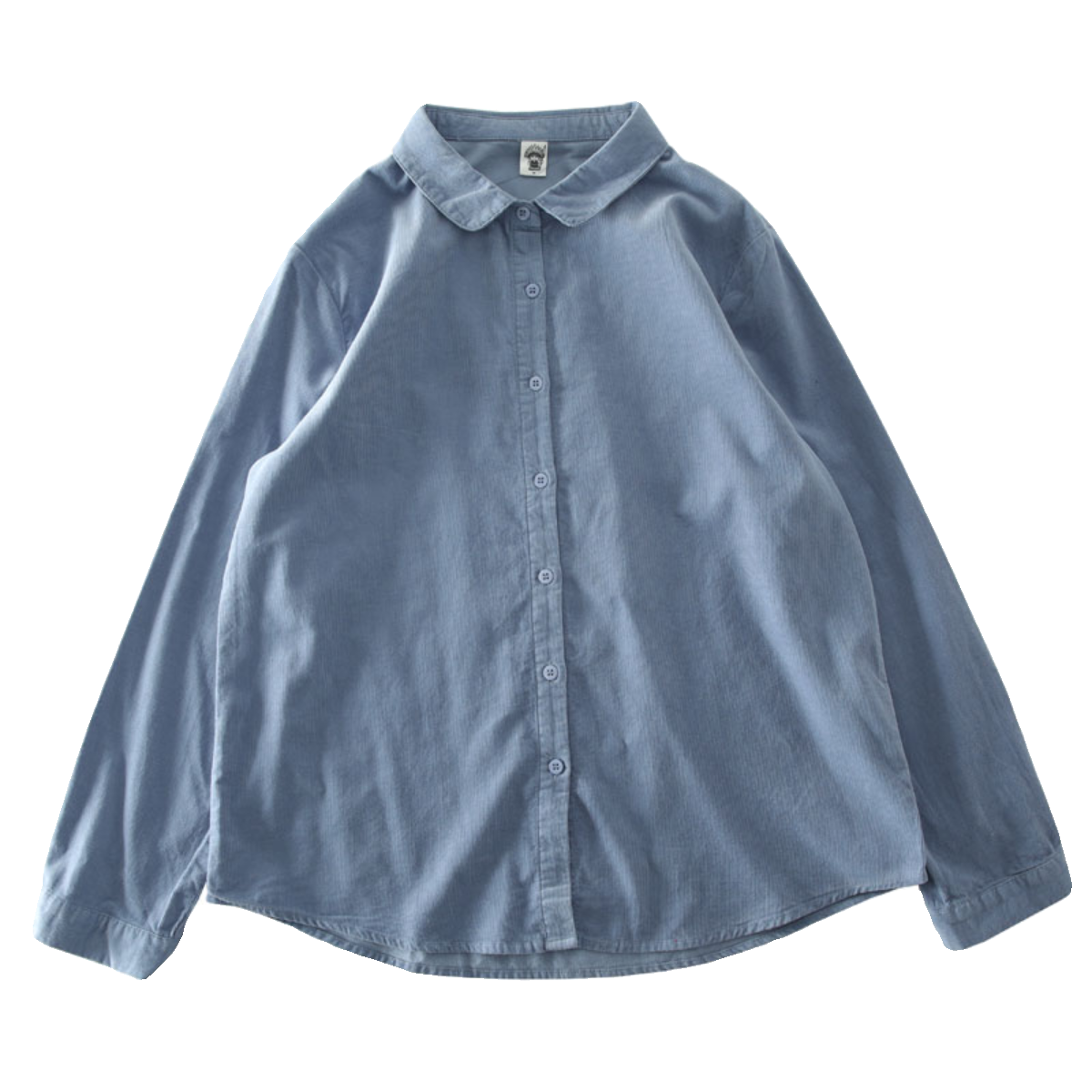 早春新款文艺复古娃娃领灯芯绒长袖衬衫女纯色简约百搭衬衣-阿里巴巴