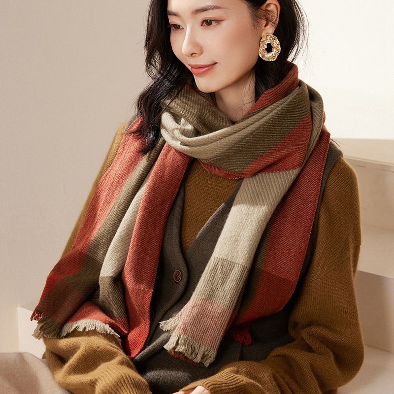 围巾女冬季新款千鸟格子毛线韩版百搭加厚保暖学生大披肩两用围脖