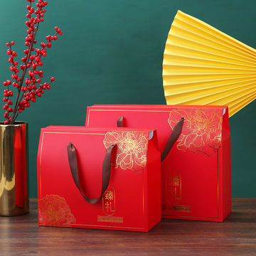 现货龙年新年礼盒2024春节喜庆手提礼品盒特产年货大礼包装盒批发
