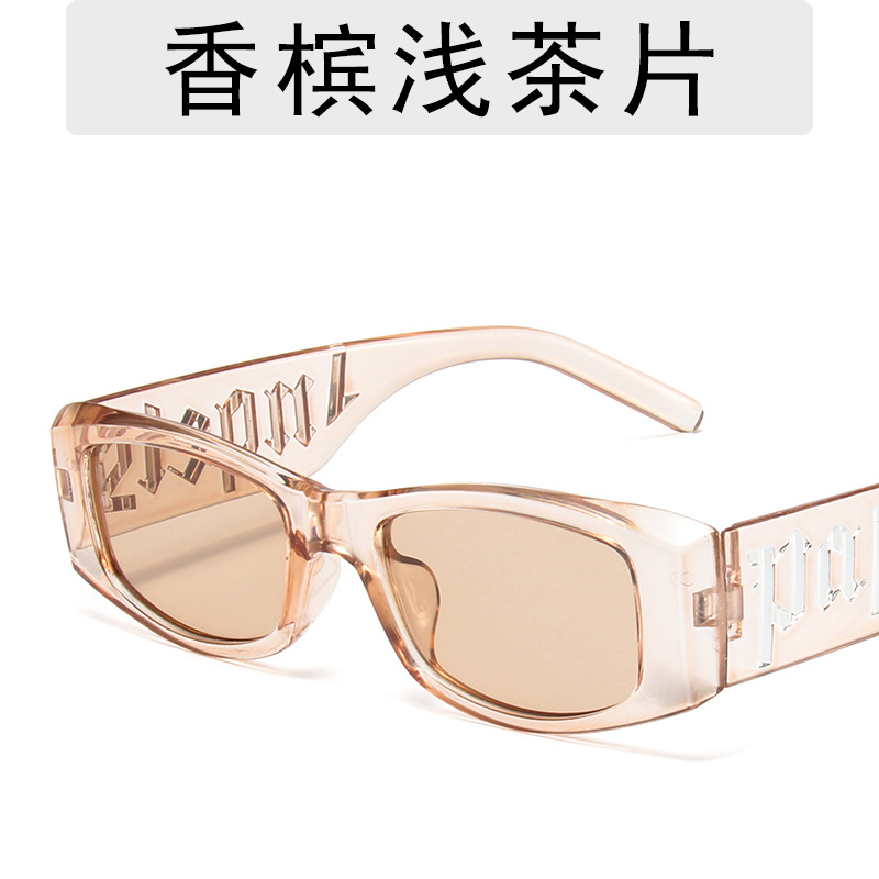 Trending on TikTok Same Style Rose Red Letter Sun Glasses Female Personality Wear Match Live Broadcast Street Shot Sunglasses Plain Face