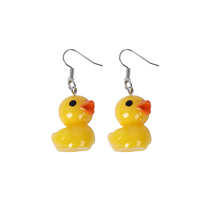 personalized ear cartoon animal cute little duck earrings resin three-dimensional small yellow duck earrings eardrops